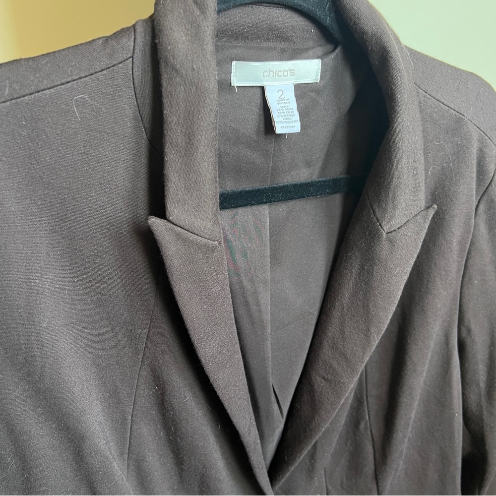 Chico's 2 Brown Long Sleeve Casual Career Blazer Suit Jacket size large 12 - Picture 4 of 5